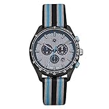Mercedes Benz Original Herren Armbanduhr Chronograph Edelstahl 'Motorsport Chrono 2018' Carbon Zifferblatt Silber/Blau