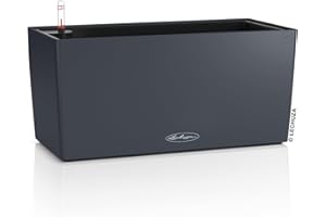 LECHUZA-Pflanzgefäß BALCONERA Color 40 schiefergrau, Balkonkasten mit Bewässerungssystem, Wasserstandsanzeiger und Pflanzeinsatz, Matte Oberfläche, 40 x 19 x 19 cm, 15478