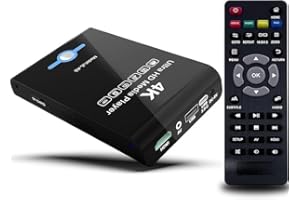 ZUMKUNM 4K 60Hz UHD Media Player & HDD Enclosure 2-in-1,Play H.265/HEVC H.264/AVC MP4 MKV Videos MP3 Music JPG Photos,4K HDMI, Analog AV,USB 3.0, Type C,Supports SSD,2.5" SATA HDD with USB/SD Card Expansion