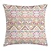 Produktbild GONIESA Aztec Throw Pillow Cushion Cover, Abstract Elegant Geometric Shapes Design Vintage Retro Style Work of Art Print, Decorative Square Accent Pillow Case, 18 X 18 inches, Amber Pink Aqua