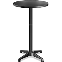 Casaria Table Basse Mange-Debout Aluminium Réglable 70-115cm - Plateau 60cm Avec Housse Noire