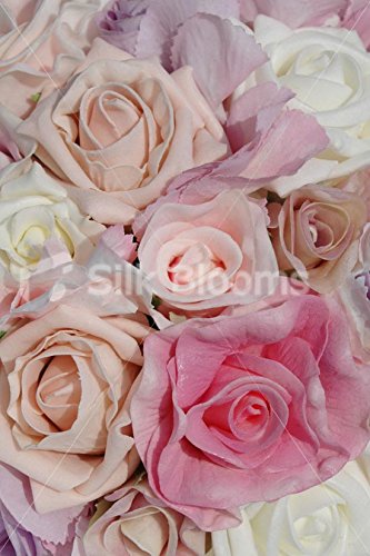 Pink Lilac & Ivory Bridal Bouquet w/ Mixed Roses and Hydrangea