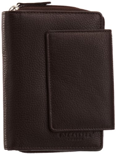 Hydestyle Women's Pratico Nappa Leather Flap Wallet, Chocolate, One Size