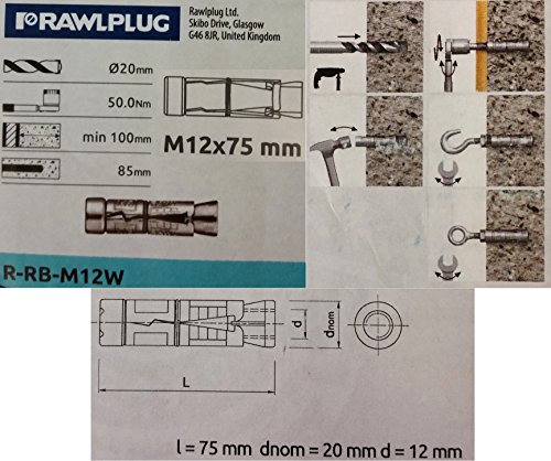 MDW RAWL M12 Befestigungsdübel Mauerwerk für Kernbohrständer wahlweise 5 – 50 Stück - 3