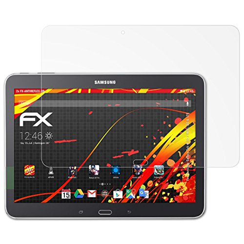 Samsung Galaxy Tab 4 10.1 (WiFi, 3G & LTE) Displayschutzfolie - 2 x atFoliX FX-Antireflex-HD hochauflösende entspiegelnde Folie