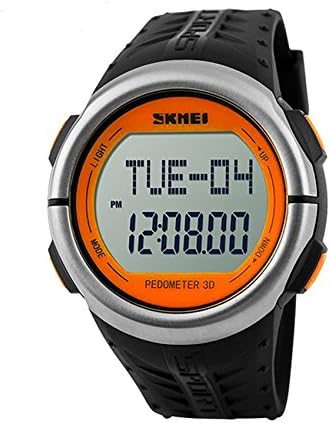 Vich Hot LED Digital Watch Men Women Fashion Sports Fitness Pedometer Calories Counter Running Wristwatches-Orange Dial