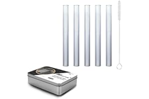 GeeStone 5 Piece Glass Tubes with Brush 4 inch 12mm OD 2mm Thick Wall Tubing Borosilicate Blowing Tubes Clear Tubes for Lab