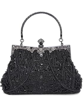 Kisschic Damen Clutches Handtasche Weinlese Wulst Paillette Abendtasche