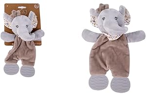 DODO D'AMOUR - Doudou de Dentition - Éléphant - 012391 - Beige - Polaire - Naissance - Peluche - Bébé - 25 cm x 10 cm - À Partir de 0 mois