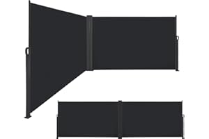 XINZI Store latéral extensible en aluminium - Double face - Avec fonction rétractable automatique - Protection solaire - Brise-vue - Pour balcon, terrasse, jardin, anthracite