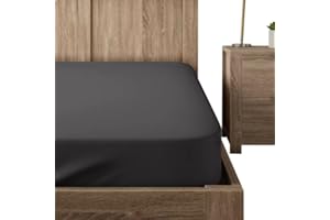 BELDORA Extra Deep 16" (40cm) Microfibre Fitted Bed Sheet - Anti-Allergy, Anti-Bacterial, Brushed Soft Feel Fabric, Breathable, Anti Wrinkle, Stain Resistant (Black, Double)