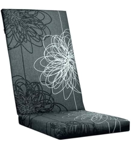 Beautissu Set van 2 Tuinkussens Lage Rug Flores – Tuinstoel Zitkussen 100x50 cm met UV-lichtechtheid – Buiten Stoelkussen Lage Rugleuning voor Tuinstoelen in Zwart met Bloemen