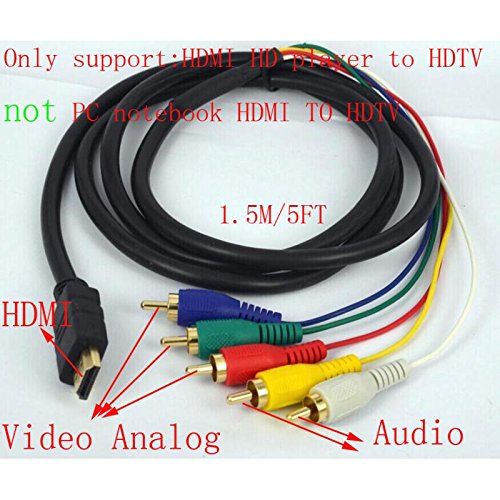 MagiDeal HDMI Bis 5 RCA RGB Audio-Video-Stereo AV Komponente Kartenadapter Kabel 1,5 M - 6