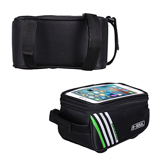 Fahrrad-Rahmentasche, FTUNG 5,7 Zoll Lenkertasche, Handytasche, Fahrradtasche und Handy-Halterung Oberrohrtasche für Android & Larger iPhone. ex. iPhone 7 & 7 Plus, Samsung Galaxy S7 & 7 edge , Google Nexus or Pixel series Smartphone - 4