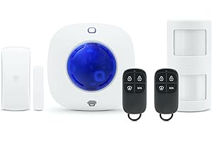 Chuango CG-105S Sistema De Alarma - con Sirena De 90db y Luz Estroboscópica, Sensores para Puerta y Ventanas, Detector de Movimiento Inmmune a Mascotas y Mando a Distancia