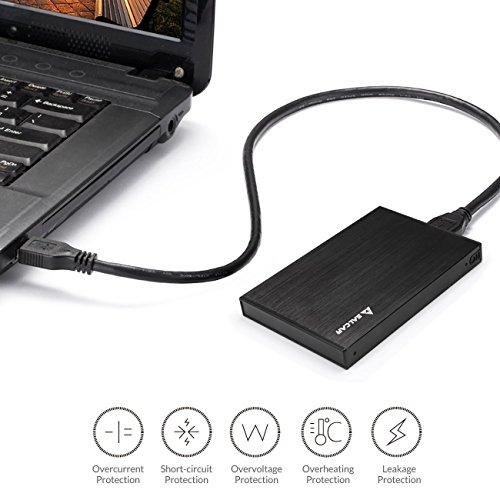 Salcar Aluminium Externes 2,5 Zoll Festplattengehäuse mit SATA 3 USB 3.0 Kabel SATA I/II/III 2.5″ HDD SSD Case Gehäuse Alugehäuse UASP (Schwarz) - 6