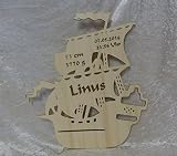 Piratenschiffe von Schlummerlicht24 Nachtlicht „Schiff der Piraten“, Geschenk mit individuellem Namen und Daten, ideal als Geburts- oder Taufgeschenk für das Kinderzimmer / Piratenzimmer für Junge und Mädchen, handgemacht - 2