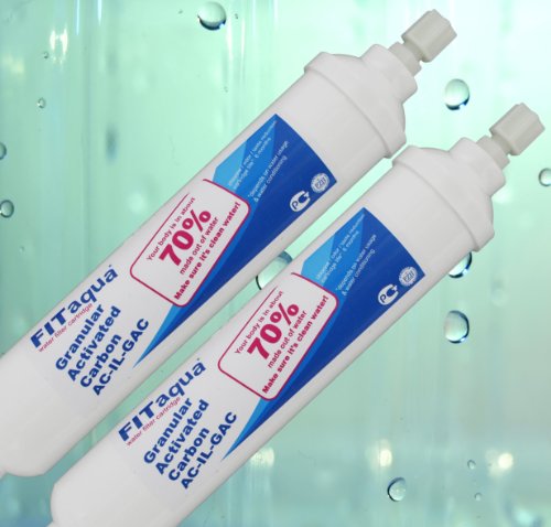 2 x FITaqua Khlschrankfilter Wasserfilter Aktivkohle GAC fr 6 mm Schlauch zum Schrauben, DD-7098, WSF-100 + GRATIS Polycarbonatflasche