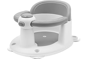 MALLOOM Siège de Bain pour Bébé de 6 à 36 Mois, Siège de Bain pour Nourrisson avec Coussin Antidérapant et 4 Ventouses, Siège de Bain pour Bébé Assis, Économise de l'Espace (Gris)