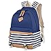 Produktbild Schulrucksack,Aokey Fashion Mädchen Schulrucksack Damen Canvas Rucksack Teenager Baumwollstoff Streifen Schultasche Daypacks für Universität Outdoor Freizeit