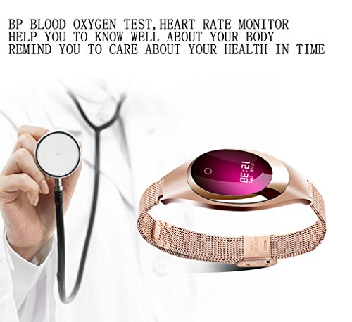 Zimingu® Smart Armbanduhr Mädchen Stilvoll Fitness Armband Fitness Tracker IP67 Wasserdicht Smart Watch für Android und IOS ( Schrittzähler Gesundheits-Schlaf-Monitor Herzfrequenz-Monitor mit Call / SMS Erinnerung ) (schwarz) - 4