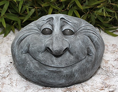 Steinkopf Steingesicht in Schiefergrau, frostsichere Deko-Figur für den Garten