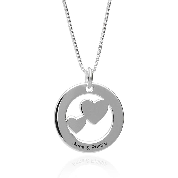 Laimons Damen Halskette Mit Gravierbarem Herz-Anhänger – Sterling Silber 925, 45 Cm, Inkl. Gravur
