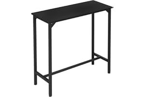 ‎EUGAD EUGAD Stół barowy 100 x 40 x 100 cm, wąski stolik stojący z metalu i drewna, wysoki stół kuchenny, stół wysoki, do kuchni, baru, bistro