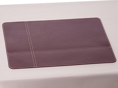 Platzsets und Untersetzer aus recyceltem Leder Tisch-Sets, 2 Stück (weiß, braun, orange, rot, burgund) Tischsets, Tisch-Matten, Tischsets 40 x 30 cm und Untersetzer 10 x 10 cm, Burgunderrot, - 4