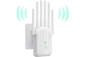 GENERICO Ripetitore WiFi, Amplificatore di Segnale WiFi, 6 Antenne, 2 Portes LAN, Wifi Extender, Ripetitore/Router/AP Modalità, Copertura Completa a 360°, Copertura Fino a 300 m², per Casa e Ufficio