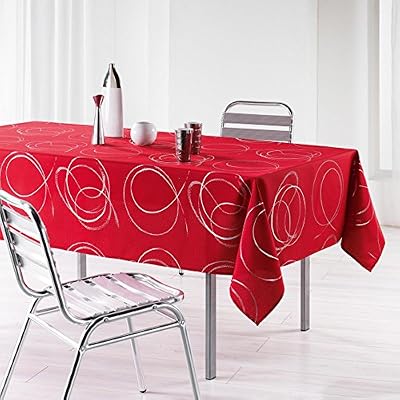 L'Harmonie du décor Nappe Imprimé Argent Bully Polyester Rouge 240 x 150 x 240 cm