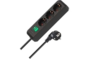 Brennenstuhl Eco-Line regleta de enchufes con 3 Tomas de Corriente (Cable de 5 m, Interruptor) Negro