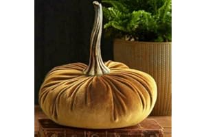 FAHRTSEEK Samt Kürbis Deko, Herbstdeko Kürbis, Autumn Aesthetic Halloween Thanksgiving Herbst Dekoration (Gold,20cm)
