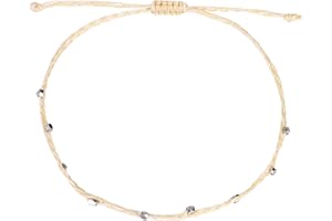 Aurum And Adorn Boho Anklet Bracelet - Beach Foot String Jewellery - Waterproof & Adjustable Ankle Bracelets for Women - Beaded Wax Rope Festival Accessories