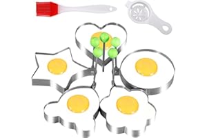 WOXJENA Moule à omelette，Moules à œufs miroir，Moules à œufs miroir pour Le Moule à œufs en acier inoxydable avec poignée Oeufs Convient pour les œufs au plat Crêpes Omelettes，5 pièces