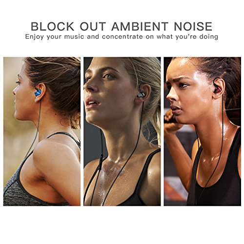 Adorer Auriculares deportivos con cable  RX6 Bajos Est  reo Auriculares con Micr  fono  reducci  n de ruido para iPhone  Android  3 5mm Jack - Negro