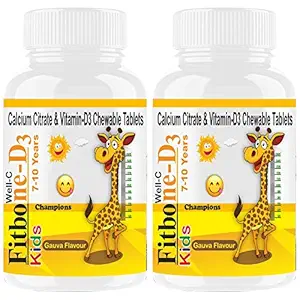 Well-C Calcium Tablets for Kids With Vitamin D (as d3), C, B12, Magnesium And Zinc Supplements Multivitamin For Kids Strong Bones, Immunity, Growth, Height-120 Kid Chewable Tablet (7-10 years)