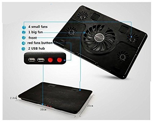Laptop-Kühler, Tia-VeFire 14-17 Zoll Laptop Kühler Notebook Cooler St?nder Kühlpad Kühlmatte Mit5 Quiet Fans blaue LED-Lichter und 2 USB 2.0-Anschlüsse - 6
