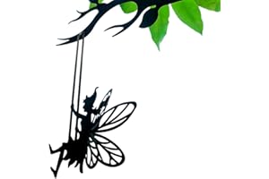 FCHMY Silhouette de fée en métal - Décoration de jardin - Décoration de jardin - Décoration de fée - Piquet en métal - Silhouette d'elfe - Décoration pour extérieur - Balançoire de fée sur une branche