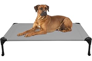 Veehoo Podwyższone legowisko dla psa, chłodzące podniesione legowisko dla zwierząt domowych dla dużych psów, zmywalne, oddychające, siatkowe łóżko hamakowe z antypoślizgowymi nóżkami, niezniszczalne