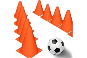 NOVELTY PLACE 17,78 centímetros Conos de Entrenamiento Multipropósito (Paquete de 12), Cono de Tráfico Suave y Duradero para Seguridad, Agilidad, Fútbol, Fútbol Americano y Otras Actividades - Naranja Neón