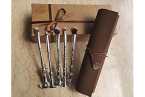 CROWNED BEAUTY Wizard Wand Makeup Brush Set,Wizardry and Witchcraft Eyeshadow Brushes with Faux Leather Makeup Brush Cover (Treasure Map)