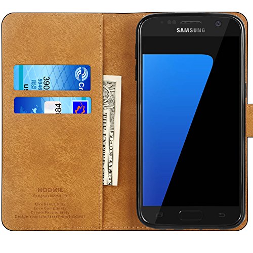 HOOMIL Funda Samsung Galaxy S7  Cuero Premium Fundas para Samsung S7 2016 Carcasa Case  H3011  Negro 