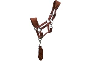 HORSE MASTER Horse Fleece Headcollar with Leadrope - Equestrian Adjustable Lightweight Padded Soft Halter Comfortable tack Equipment for Pony Full Cob Shetland