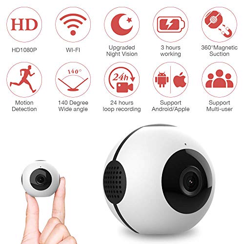 Preisvergleich Produktbild Mini Überwachungskamera, Mica House 1080P / 720P drahtlose tragbare Action-Kamera Motion Detection und IR-Nacht-Version kompakte Indoor / Outdoor-Camcorder16GB (Unterstützung bis zu 64 GB) (weiß)
