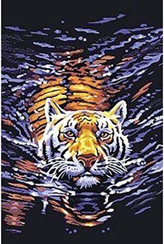 LAZODA DIY 5D Diamond Painting by Number Kits, Full Drill Crystal Rhinestone Embroidery Pictures Arts Craft for Home Wall Decoration Tigers Cross The River 11.8 x 15.0 Inch