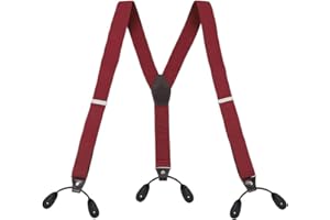 KLONKEE Men's Split Button Braces Y Shape Trimmed Button End Tuxedo Adjustable Straps Elastic Suspenders - 3.5 cm wide