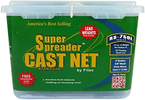 Fitec International Inc Super Spreader Rs-750L Series 4' Radius Cast Net - 3/8" Mesh (Half) - Monofilament Nylon Netting, Clear