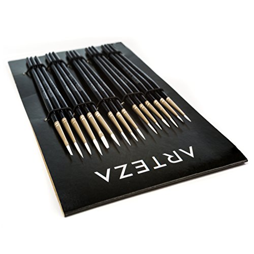 Pinsel-Set 15-teilig, Künstler-Qualität, handgefertigt, ideal für Detailarbeiten, feine Linien, Schattierungen und Besonderere Strukturen auf allen Medien - 5
