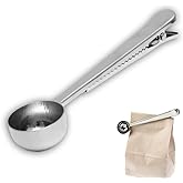 7Inch Coffee Scoop with Bag Clip,Coffee Spoon Measuring,for Ground Coffee and Beans,Stainless Steel